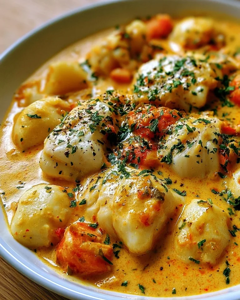 Blanquette de poissons au lait de coco et curry, plat savoureux et crémeux