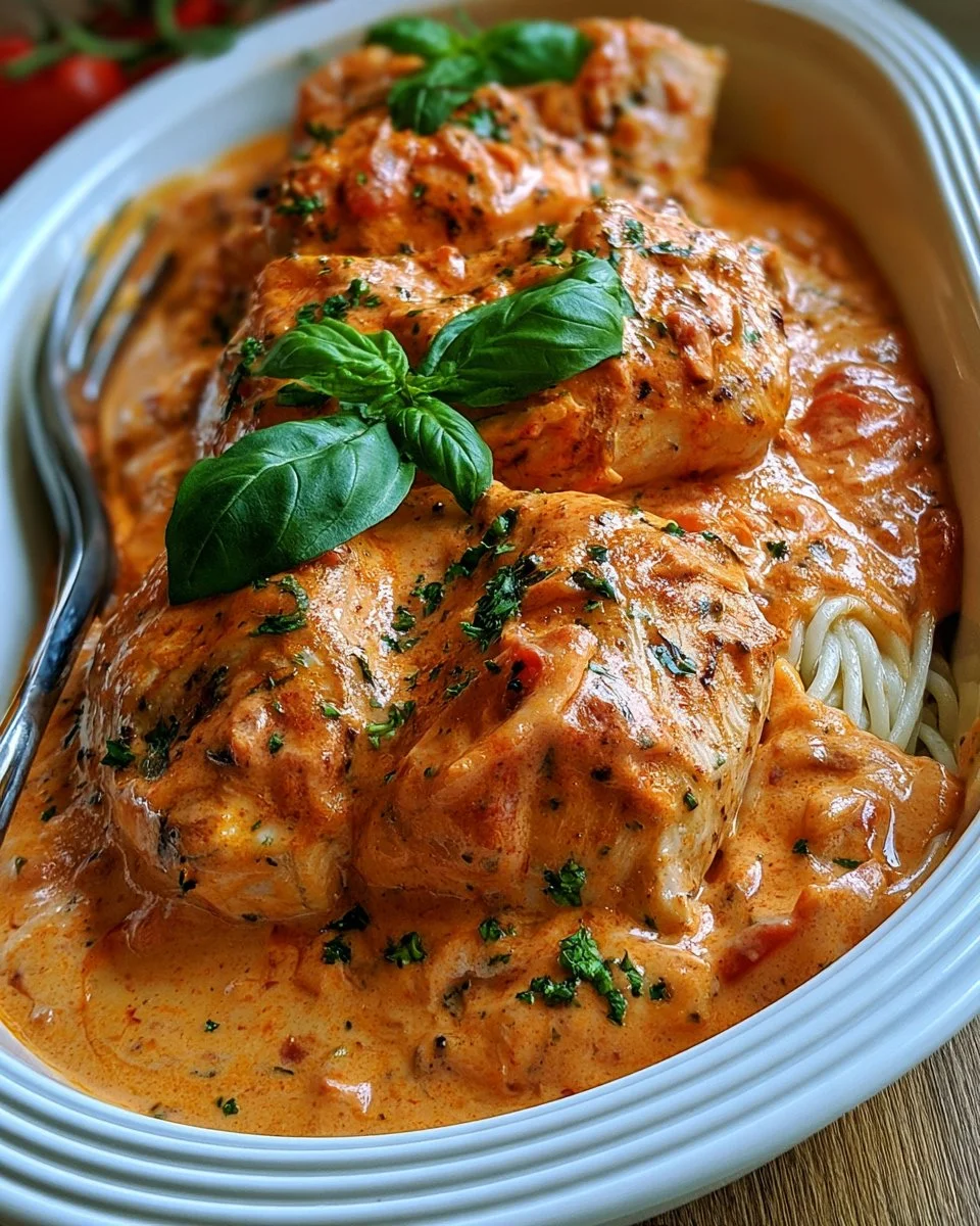 Filets de poulet à la crème de tomate