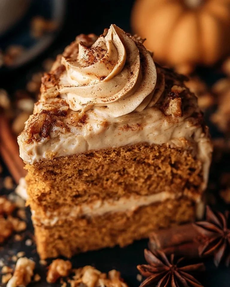 Gâteau au Pumpkin Spice Latte décoré avec des épices et des grains de café