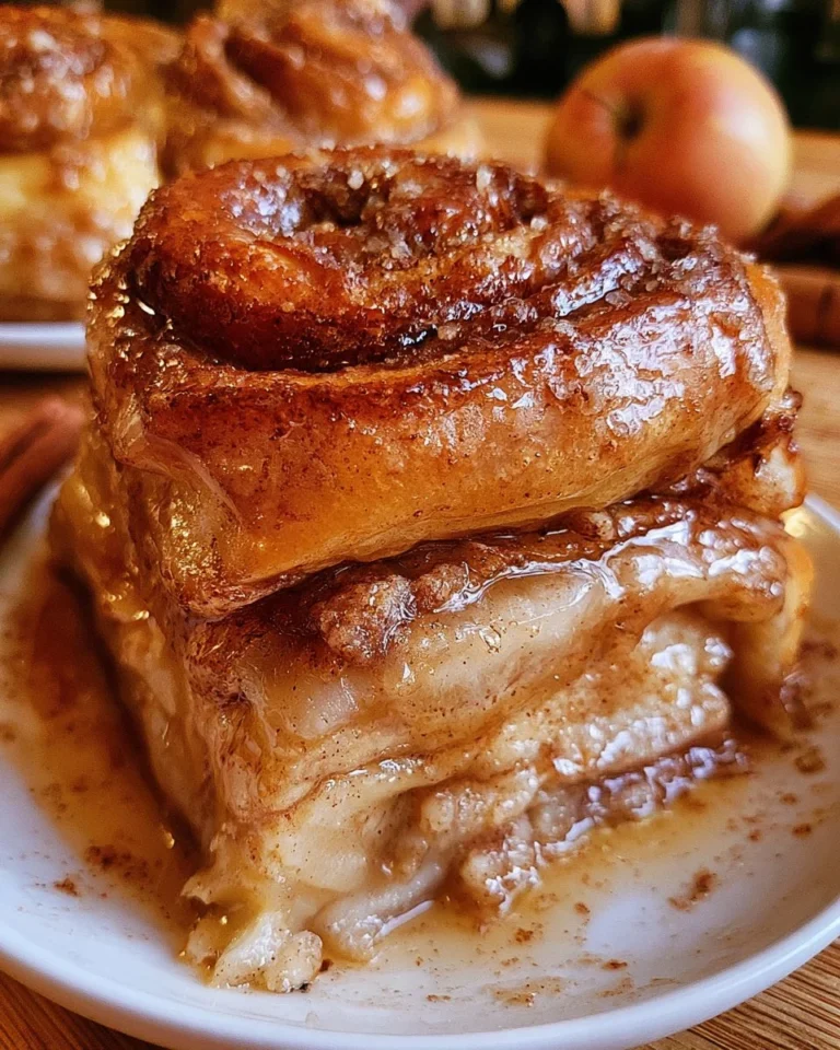 Lasagnes aux pommes servies avec des roulés à la cannelle sucrés.