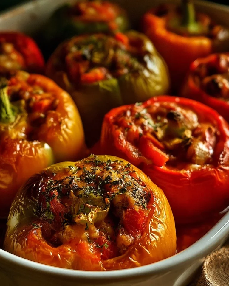 Poivrons farcis en cocotte garnis de viande et légumes